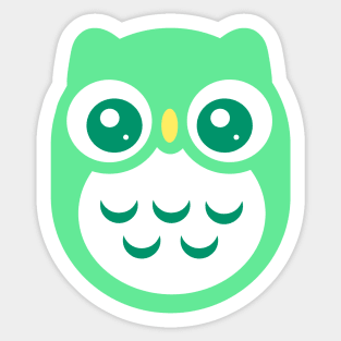 Aqua green Cute baby Owl Sticker